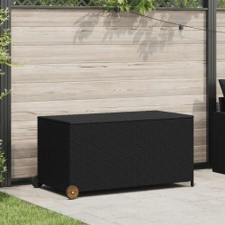 Boîte de rangement de jardin noir 120x65x61 cm résine tressée 