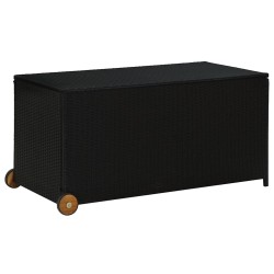 Boîte de rangement de jardin noir 120x65x61 cm résine tressée 