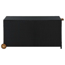 Boîte de rangement de jardin noir 120x65x61 cm résine tressée 