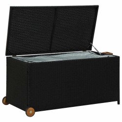 Boîte de rangement de jardin noir 120x65x61 cm résine tressée 