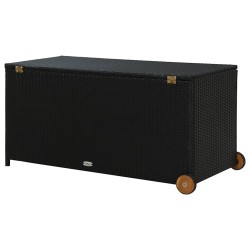 Boîte de rangement de jardin noir 120x65x61 cm résine tressée 