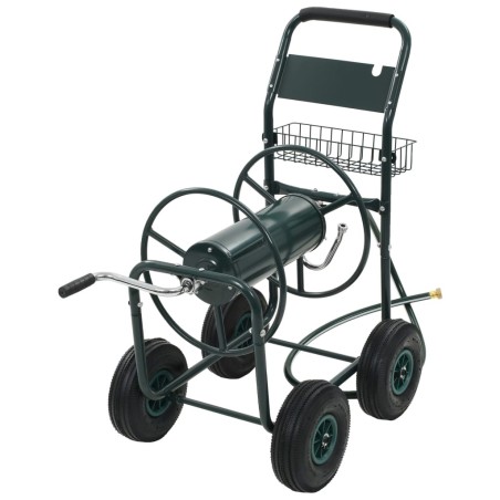 Chariot dévidoir avec connecteur de tuyau 1/2" 75 m Acier 