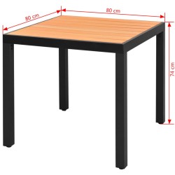 Table de jardin Marron 80 x 80 x 74 cm Aluminium et WPC 