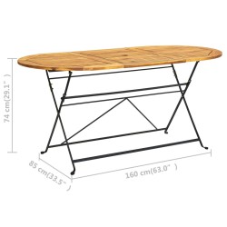 Table de jardin 160x85x74 cm Bois d'acacia massif Ovale 