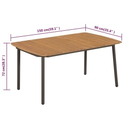 Table de jardin 150 x 90 x 72 cm Bois d'acacia solide et acier 