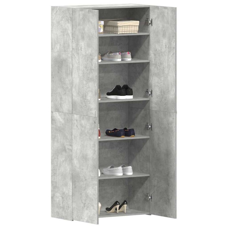 Meuble à chaussures Gris béton 80x35,5x180 cm Bois d'ingénierie 