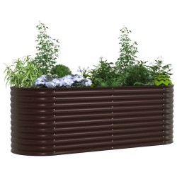 Bac de jardin surélevé marron 240x80x81 cm en acier galvanisé 