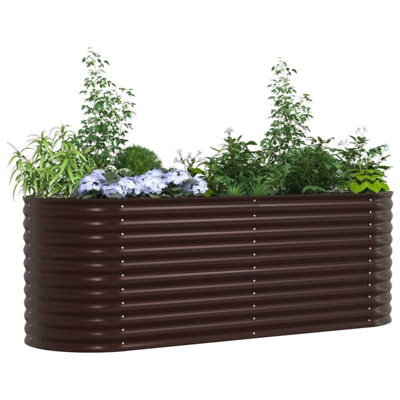Bac de jardin surélevé marron 240x80x81 cm en acier galvanisé 