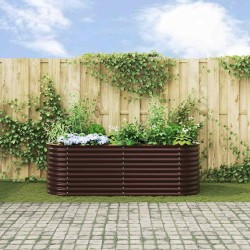 Bac de jardin surélevé marron 240x80x81 cm en acier galvanisé 
