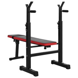 Banc de Poids Ajustable avec Station de Dips Acier Noir 