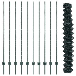 Clôture en maillons avec 10 U Posts Vert 1.6x10 m Acier 