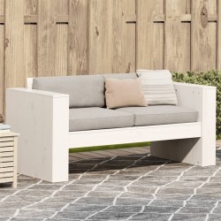 Canapé de jardin 2 places blanc 134x60x62 cm bois de pin massif 