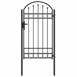 Porte de Clôture Gris 100 x 175 cm Acier peint par poudre 