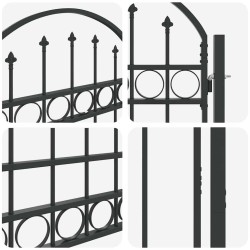 Porte de Clôture Gris 100 x 175 cm Acier peint par poudre 