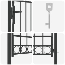 Porte de Clôture Gris 100 x 175 cm Acier peint par poudre 
