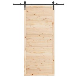 Porte coulissante Marron 80 x 208 cm Bois massif en pin 