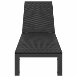 Chaise longue avec roues en poly rotin noir 