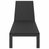 Chaise longue avec roues en poly rotin noir 
