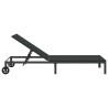 Chaise longue avec roues en poly rotin noir 