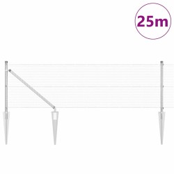 Clôture en fil soudé avec 13 poteaux à pointe 0.4x25 m Acier Galvanisé 