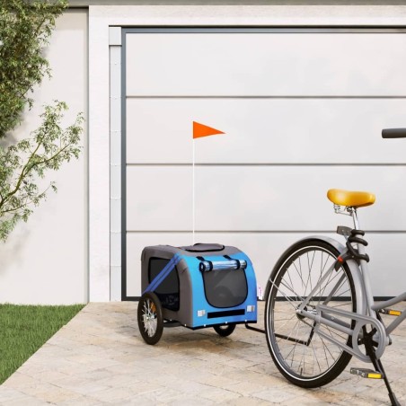 Remorque de vélo pour animaux de compagnie bleu et gris 