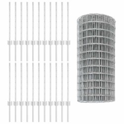 Clôture Euro avec 11 poteaux en U Argent 0.6x50 m Acier 