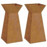 Pots de jardin colonne 2 pcs avec bol 35x35x73 cm en métal patiné. 