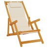 Chaises de plage pliantes 2 pcs Crème en bois d'acacia massif et Textilène 