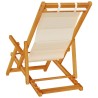 Chaises de plage pliantes 2 pcs Crème en bois d'acacia massif et Textilène 