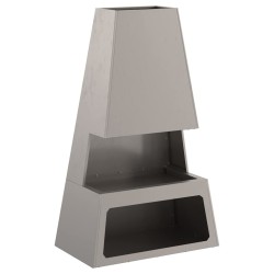 brasero avec rangement pour bûches 60x35x100 cm en acier Weathering 