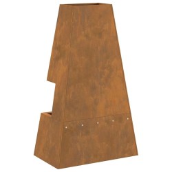 brasero avec rangement pour bûches 60x35x100 cm en acier Weathering 
