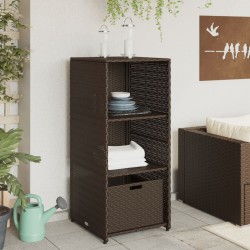 Armoire de rangement jardin marron 50x55x115 cm résine tressée 