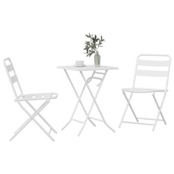 Ensemble Bistro pliant 3 pièces Blanc Acier 