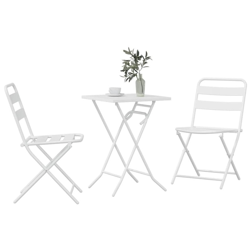 Ensemble Bistro pliant 3 pièces Blanc Acier 