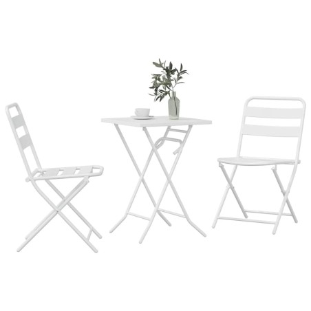 Ensemble Bistro pliant 3 pièces Blanc Acier 