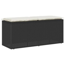 Banc de jardin avec coussin noir 110x40x44 cm résine tressée 