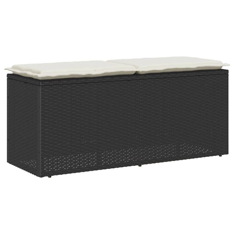 Banc de jardin avec coussin noir 110x40x44 cm résine tressée 