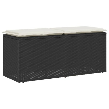 Banc de jardin avec coussin noir 110x40x44 cm résine tressée 