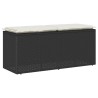 Banc de jardin avec coussin noir 110x40x44 cm résine tressée 
