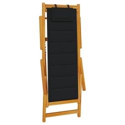 Chaises de plage pliantes 2 pcs Black Bois d'acacia massif & Textilène 