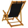 Chaises de plage pliantes 2 pcs Black Bois d'acacia massif & Textilène 