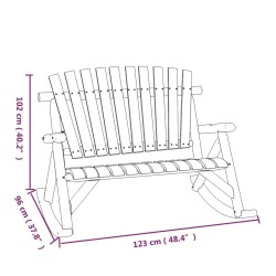 Banc à bascule jardin 2 places 123x96x102 cm bois massif épicéa 