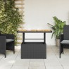 Table de jardin noir 90x55x71 cm résine tressée et bois acacia 