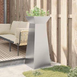 Porte-plante sur pilier de jardin avec un bol de 40x40x100 cm en inox. 