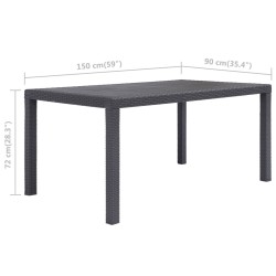 Table de jardin Marron 150x90x72 cm Plastique Aspect de rotin 