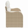 Canapé de jardin 2 places avec coussins beige en poly rattan 