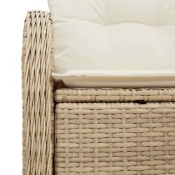 Canapé de jardin 2 places avec coussins beige en poly rattan 
