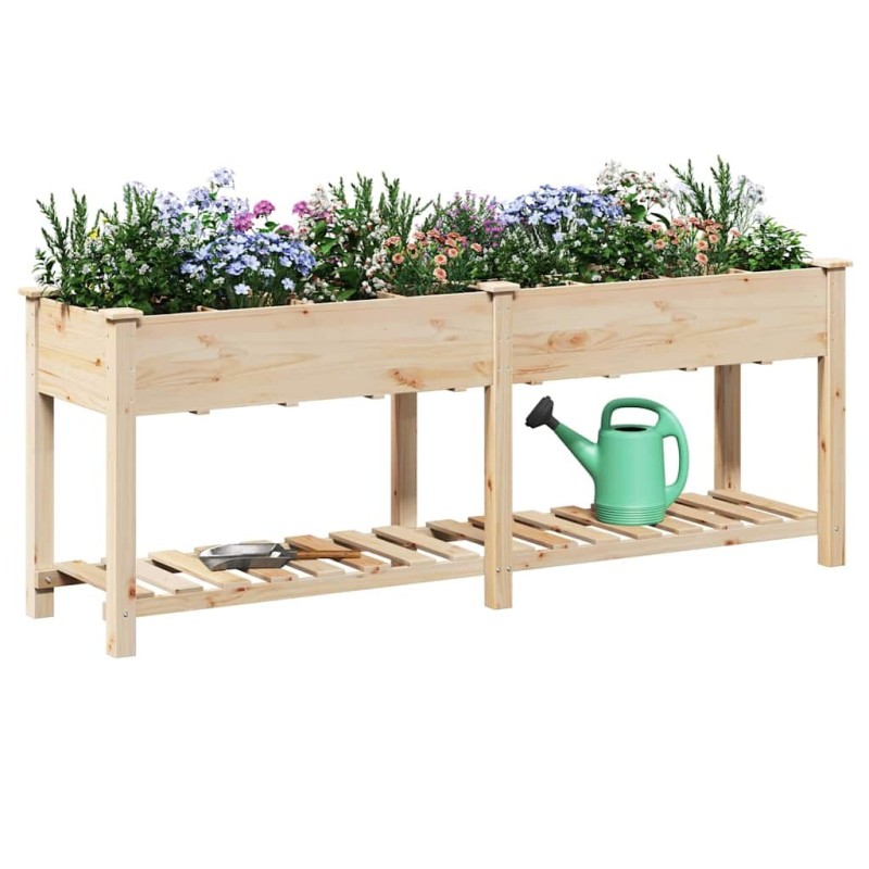 Jardinier avec grilles 203x53x76 cm en bois massif de sapin 