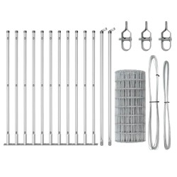 Clôture Euro avec 13 poteaux flangés 0,6 x 25 m en acier galvanisé 