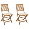 Chaises pliables de jardin lot de 2 avec coussins Bois d'acacia 